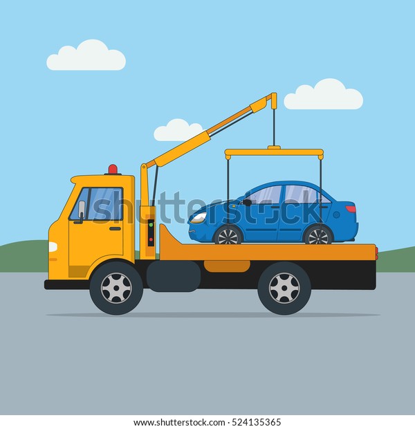 Tow truck with car. Rad help. Towing service.\
Transportation and repair\
help.