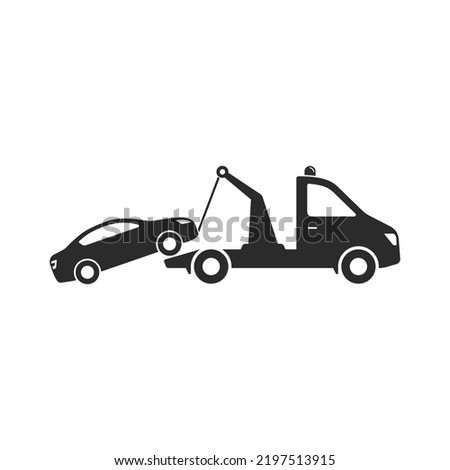 Tow truck, Car towing vector isolated icon on white background.