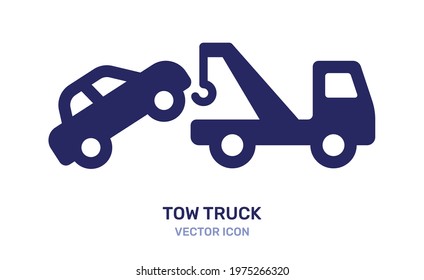 Tow truck carry a breakdown car icon. Vector illustration