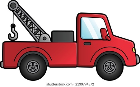 Tow Truck Cartoon Clipart Colored Illustration