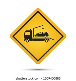 Tow truck. City road assistance service evacuator. Vector illustration in flat design.