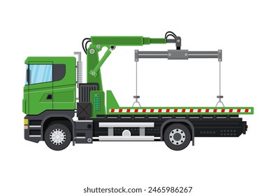 Tow truck. City road side assistance service. Evacuator car vehicle. Vector illustration in flat style