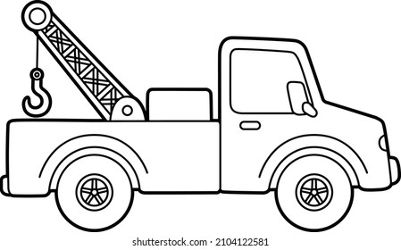 Tow Truck Coloring Page Isolated for Kids