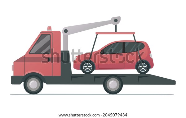 Tow Truck Concept Colored Flat Vector Stock Vector (Royalty Free ...