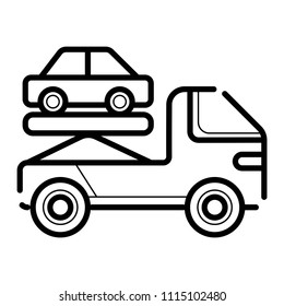 Tow truck driven cars icon