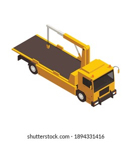 Tow truck for evacuating vehicles isometric icon vector illustration