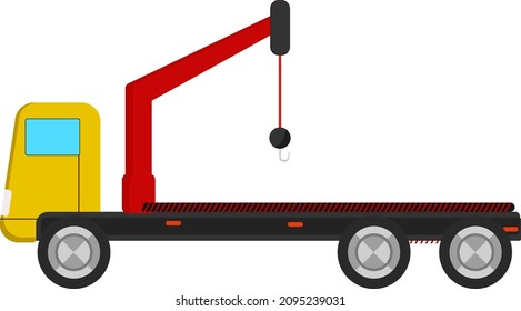 Tow truck with hook, illustration, vector on a white background.