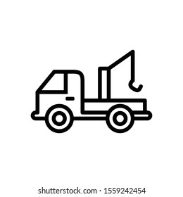 Tow truck icon in black color
