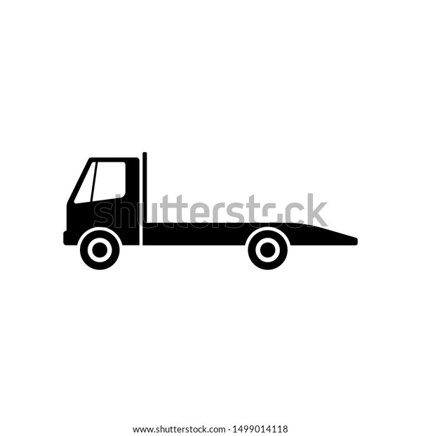 Tow Truck Icon Black Silhouette Side Stock Vector Royalty Free 1499014118