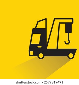 tow truck icon with drop shadow on yellow background