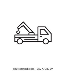 Tow truck icon Flat simple outline