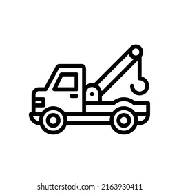 Tow Truck Icon. Line Art Style Design Isolated On White Background