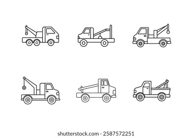 tow truck icon line art vector illustration