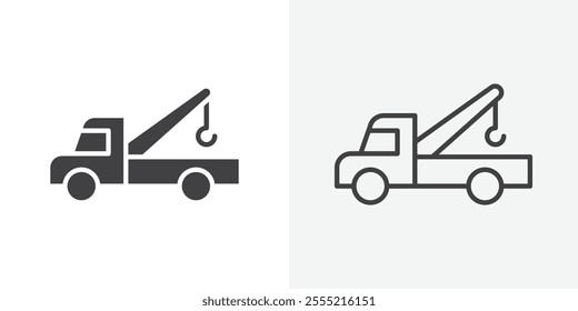 Tow truck icon. outlined vector style.