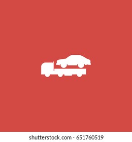 tow truck icon. sign design. red background