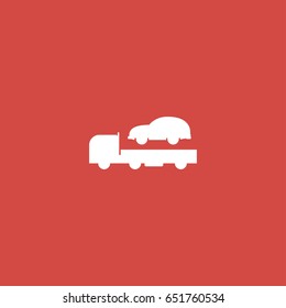 tow truck icon. sign design. red background
