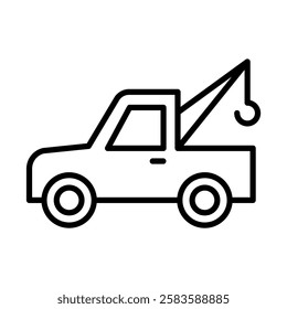 Tow truck icon in thin line style