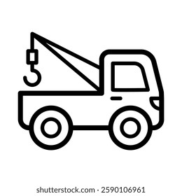 Tow truck icon in thin line style