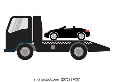 Tow truck icon, Towing truck van with car sign. Vector isolated flat sign.