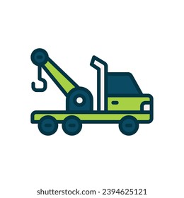tow truck icon. vector filled color icon for your website, mobile, presentation, and logo design.