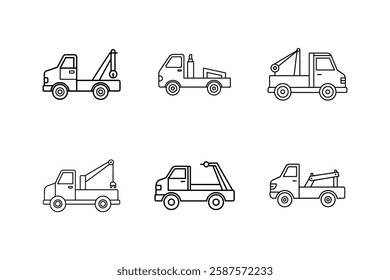 tow truck icon vector line art illustration