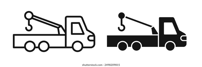 Tow truck iconicon vector collection in outlined and solid style