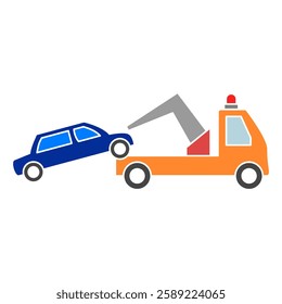 Tow truck icon.Towing truck van with car, simple flat style, illustration, logo sign symbol pictogram template, for ui or ux isolated on white for mobile app, editable