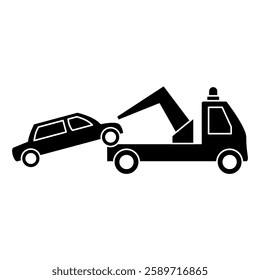 Tow truck icon.Towing truck van with car, simple flat style, illustration, logo sign symbol pictogram template, for ui or ux isolated on white for mobile app, editable