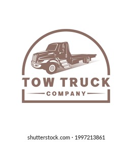 tow truck illustration vector logo design with vintage and classic