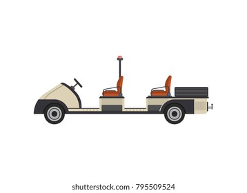 Tow truck isolated vector icon. Passenger airport ground technics, aviation terminal logistics and infrastructure vector illustration.