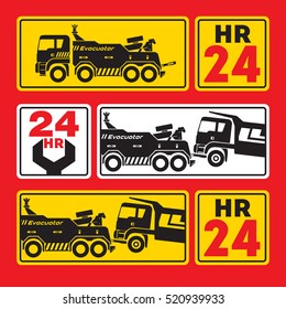 Tow truck for large vehicles. Sign, icon