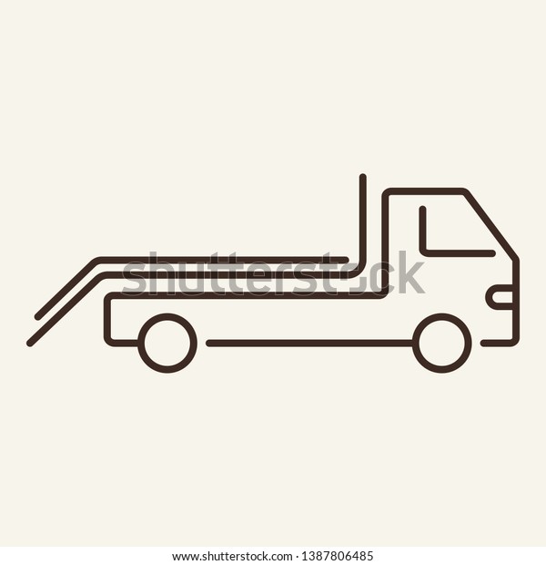 Tow truck line icon.\
Side, wrecker, evacuation. Transport concept. Vector illustration\
can be used for topics like roadside assistance, accident,\
emergency