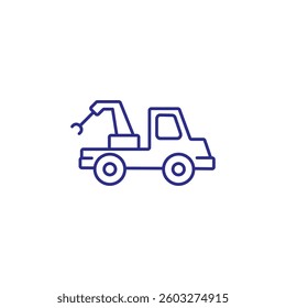 Tow truck line icon in vector format for transport and emergency services.