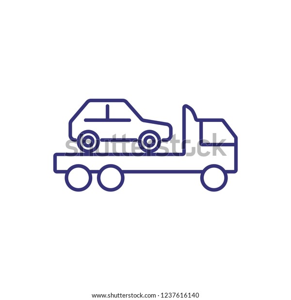 Tow truck line icon. Vehicle,\
wrecker, emergency. Car service concept. Can be used for topics\
like breakdown, accident, roadside assistance, no\
parking