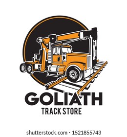 Tow Truck logo with rail track logo, good for tshirt also company logo