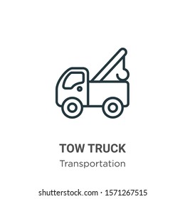 Tow truck outline vector icon. Thin line black tow truck icon, flat vector simple element illustration from editable transportation concept isolated on white background