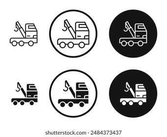 Tow truck outlined icon vector collection.