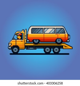 Tow truck pixel art game vector illustration svg
