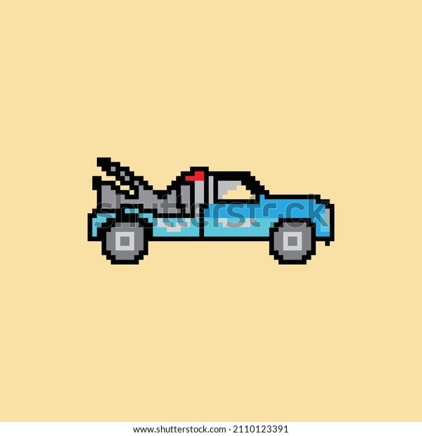 Tow truck\
pixel art game vector illustration.EPS\
10