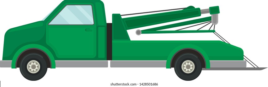 Tow truck with a platform. Vector illustration on white background.