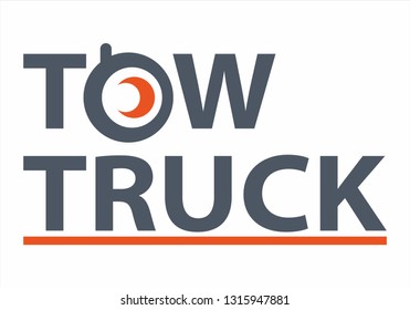 Tow truck. Service for the evacuation of cars. Headlight in the letter O.