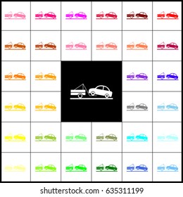 Tow truck sign. Vector. Felt-pen 33 colorful icons at white and black backgrounds. Colorfull.