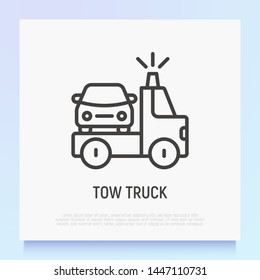 Tow truck thin line icon. Car service. Vector illustration of wrecker.