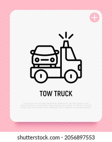 Tow truck thin line icon. Car service. Vector illustration of wrecker.