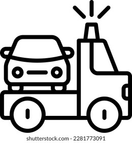 Tow truck thin line icon. Car service. Vector illustration of wrecker.