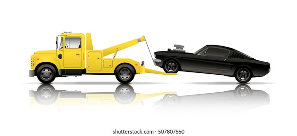 Tow Truck Towing Black Muscle Car