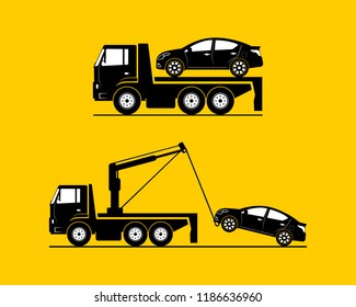 Tow truck towing car template vector