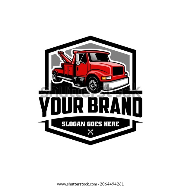 tow truck - towing truck - service truck  with\
emblem logo style vector