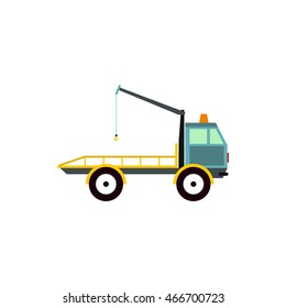 Tow truck for transportation cars icon in flat style isolated on white background