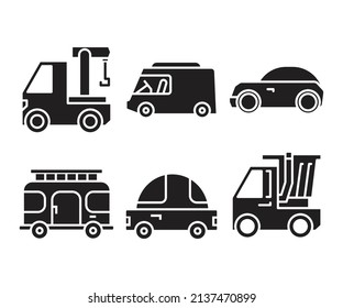 tow truck, van and lorry truck icons